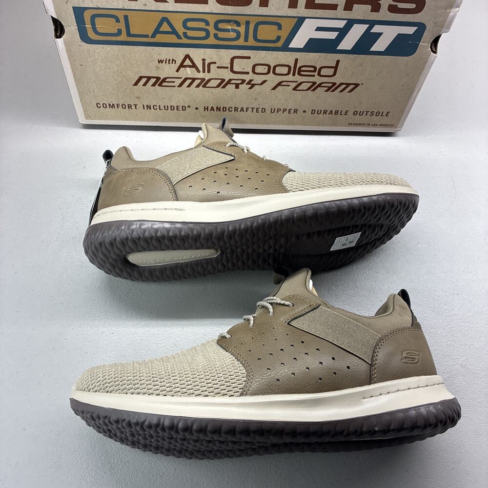Men's Skechers Classic Fit Delson Camben Slip On Shoes Sneakers Taupe Size 11